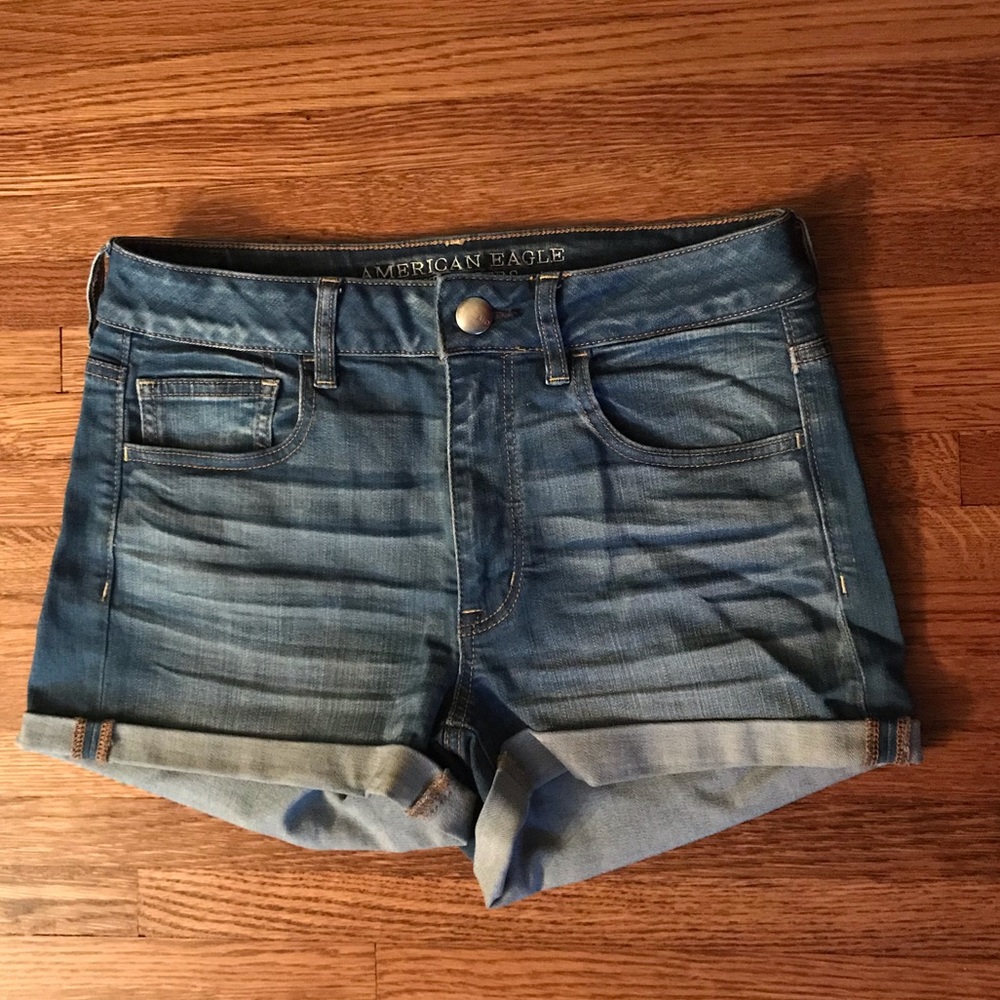 American Eagle Hi Rise Shortie Denim Shorts